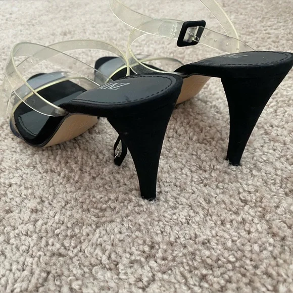 ZARA High Heels Clear Straps Black Sandals size 37 6.5 worn once comfy sexy - Picture 8 of 16
